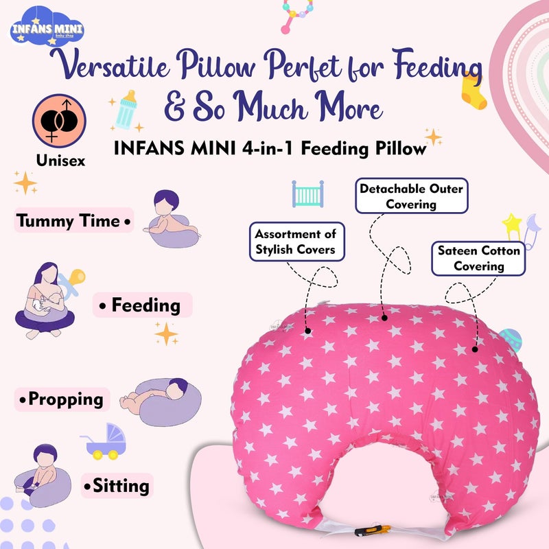 Infans Mini Baby Bedding Set Combo for New Born - Baby Sleeping Bag, Baby Feeding Pillow Ideal for 0 to 6 Months Babies (Star Pink) - Image 4