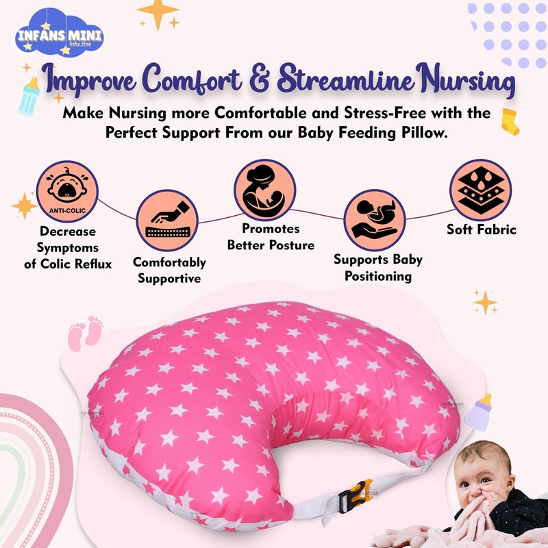 Infans Mini Baby Bedding Set Combo for New Born - Baby Sleeping Bag, Baby Feeding Pillow Ideal for 0 to 6 Months Babies (Star Pink) - Image 5
