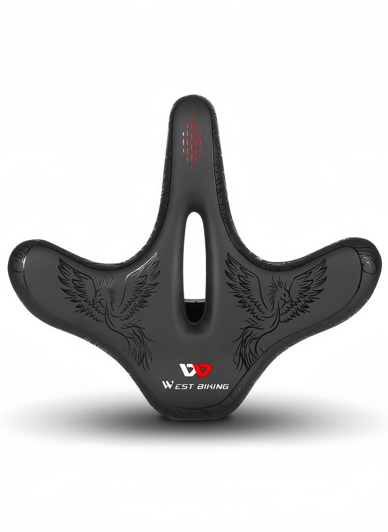 WEST BIKING Latest Bicycle Seat Cushions, Comfortable Widened Bicycle Seats For Men And Women, Oversized Bicycle Seat Cushions, Comfortable Wing Cushions, Phoenix Style Seat Cushions 33*28 CM  - Image 1