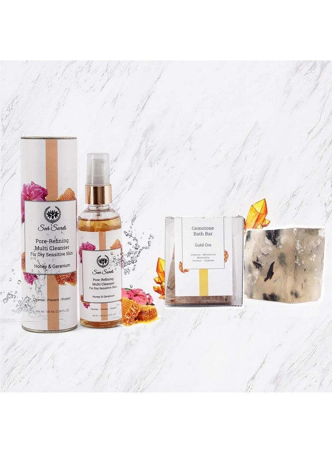 Seer Secrets Multi Cleanser+ Gold Ore Gemstone For Deep Cleansing Of Dirt & Pollutants|Premium Skincare Product For Glowing & Whitening Skin Set Of 2 - Image 1