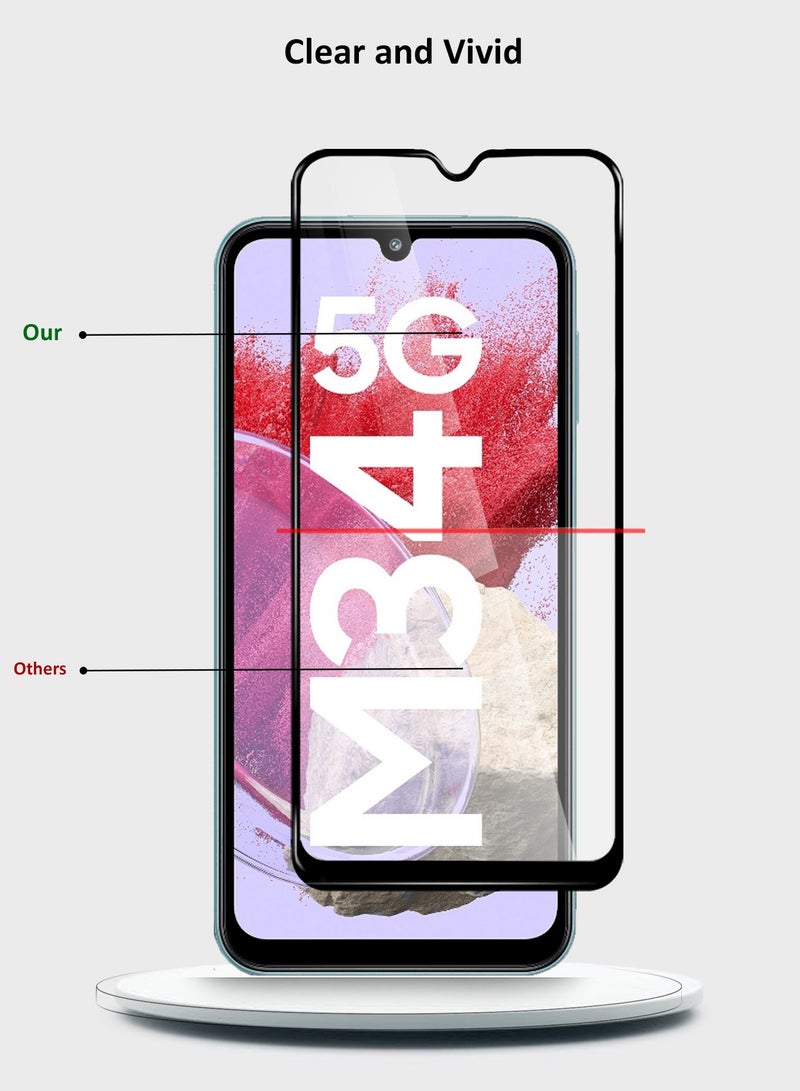 Wtech Samsung Galaxy M34 5G 2023 Premium E2E Full Glue Full Cover Tempered Glass Screen Protector (MSGECN) - Clear/Black - Image 4