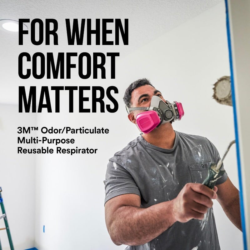 3M P100/OV Odor/Particulate Multi-Purpose Reusable Respirator 65021, Medium Size, NIOSH-APPROVED Organic Vapor Cartridge & P100 Rated Filters, Flexible, Thermoplastic Faceseal For Comfort (65021H1-DC) - Image 5