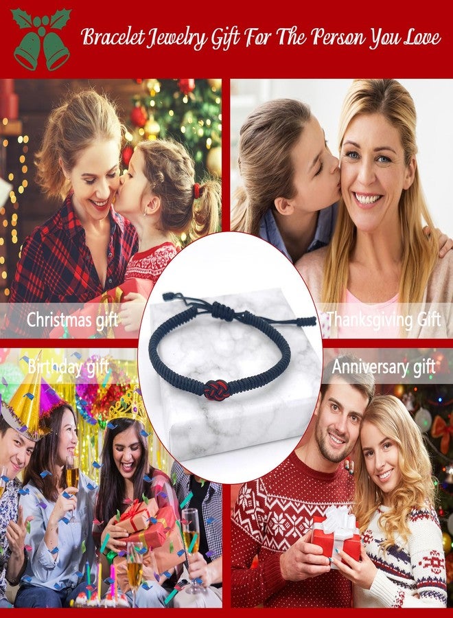 VDKIDKT 2 Pcs Tibetan Handmade Lucky Bracelet, Tibetan Lucky Amulet Knot Bracelet, Matching Bracelets Red and Black Bracelet for Protection (Black 2PC) - Image 4
