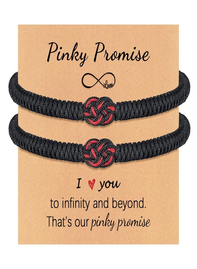 VDKIDKT 2 Pcs Tibetan Handmade Lucky Bracelet, Tibetan Lucky Amulet Knot Bracelet, Matching Bracelets Red and Black Bracelet for Protection (Black 2PC) - Image 1