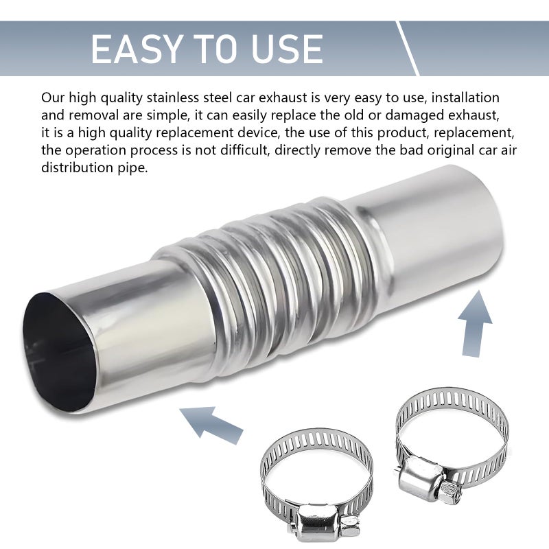 MOXRUQ Diesel Heater Exhaust Pipe, 24mm Exhaust Pipe Connector with 2 Clamps, Stainless Steel Parking Air Heater Exhaust Pipe Tube Connector (Silver) - Image 3