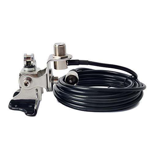 HYS Stainless Steel Car Clip Mount Trunk Lid Hatchback Mount Bracket for Mobile Transceiver Car Radio Antenna + 16.4FT RG58 Antenna Cable (SO239 to PL259) - Image 2
