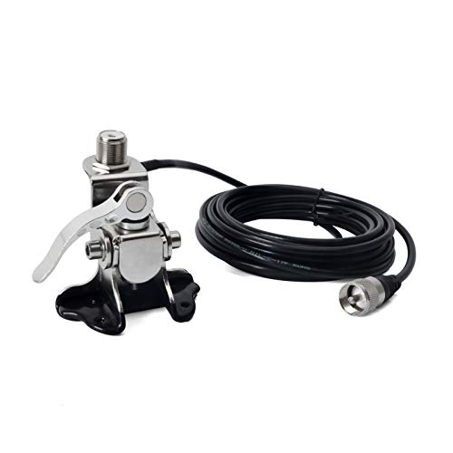 HYS Stainless Steel Car Clip Mount Trunk Lid Hatchback Mount Bracket for Mobile Transceiver Car Radio Antenna + 16.4FT RG58 Antenna Cable (SO239 to PL259) - Image 1