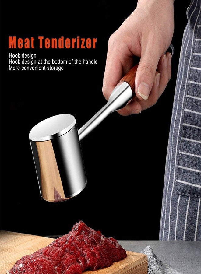 Topyond Meat Tenderizer Tool, Stainless Steel Meat Mallet, Dual Sided Hammer with Wooden Handle, Heavy Duty Meat Pounder for Beef, Chicken, Pork, Kitchen Cooking Tool - Image 5