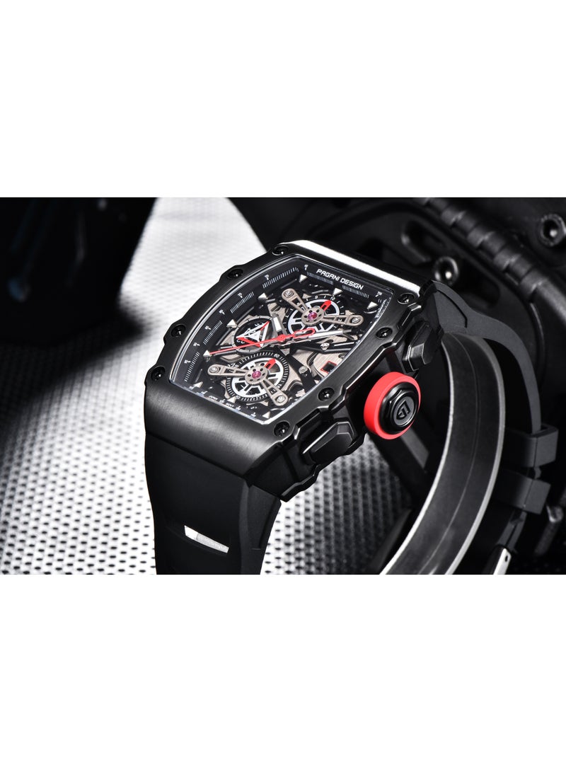 PAGANI DESIGN Men's Quartz Watches All Black Dial Design Adjustable Silicone Strap Sports Waterproof Fashion  PD YS011 - Image 5