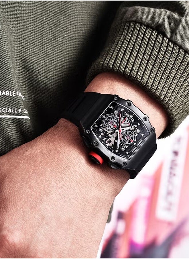 PAGANI DESIGN Men's Quartz Watches All Black Dial Design Adjustable Silicone Strap Sports Waterproof Fashion  PD YS011  - Image 2