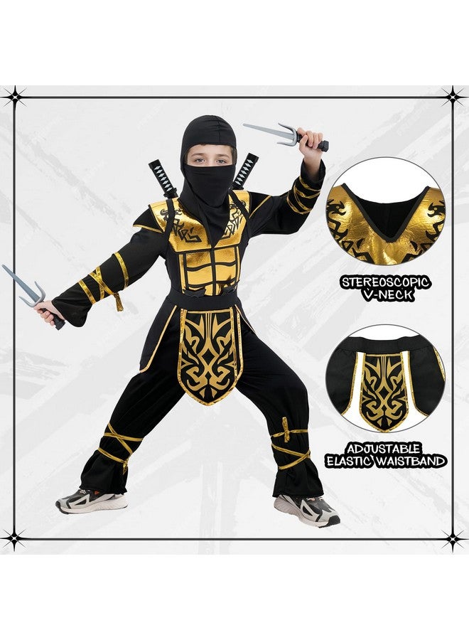 DIGI Kids Halloween Ninja Costume For Boys,Golden Ninja Costume Set With Ninja Toys,Halloween Costumes For Kids 4-12T - Image 4