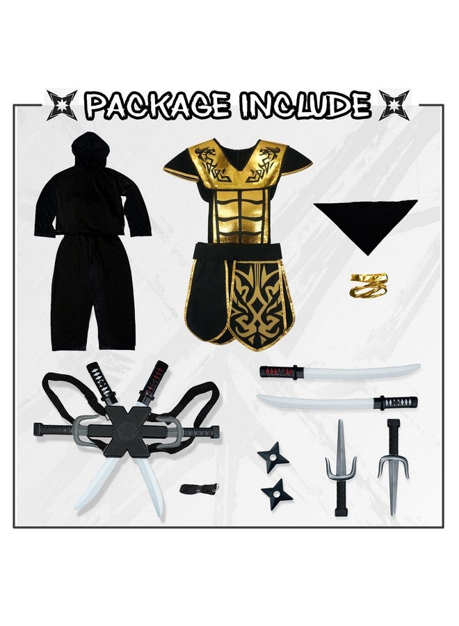 DIGI Kids Halloween Ninja Costume For Boys,Golden Ninja Costume Set With Ninja Toys,Halloween Costumes For Kids 4-12T - Image 3