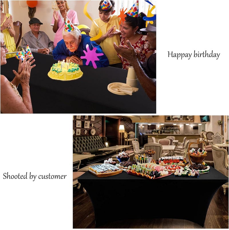 BDDC Table Covers for 6 Foot Tables, Black Washable and Wrinkle Resistant Stretch Tablecloths Rectangle 6ft for Events, Wedding, Banquets, Parties - Image 5