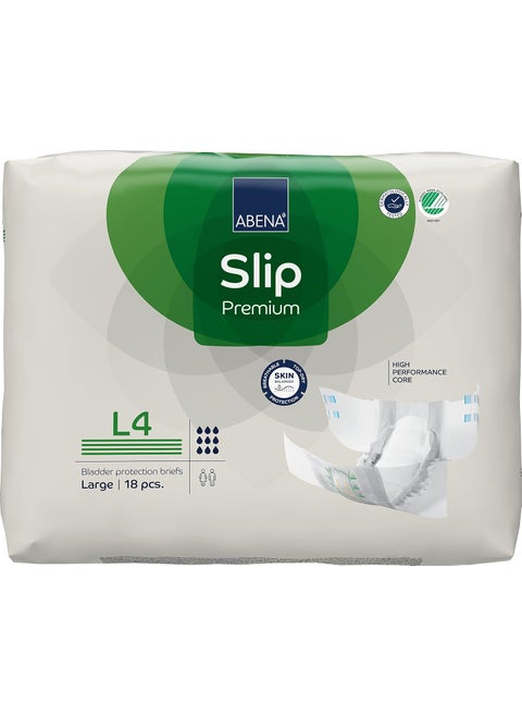 Abena Slip Premium Incontinence Briefs, Level 4, (Small to Extra Large Sizes), Large, 18 Count
