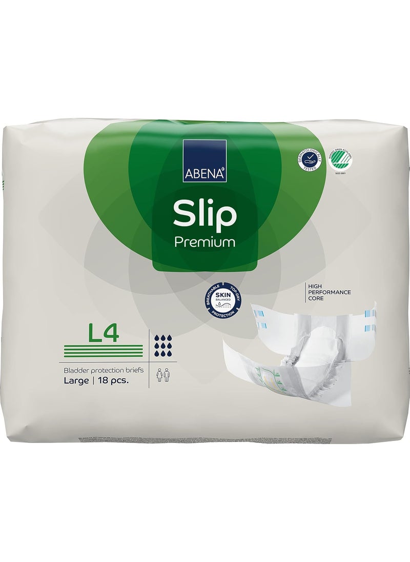 Abena Abena Slip Premium Incontinence Briefs, Level 4, (Small to Extra Large Sizes), Large, 18 Count 