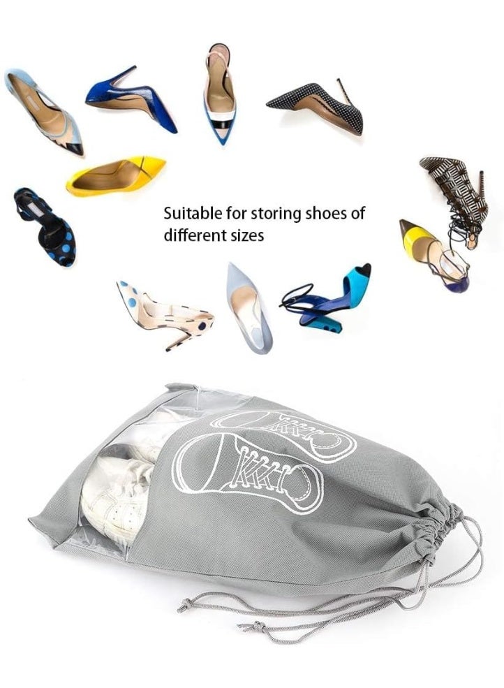 MOMENT MOMENT 6PCS Travel Shoe Bags with Rope for Men and Women 32x44cm Large Shoes Pouch Storage Packing Organizers, Grey  - Image 3