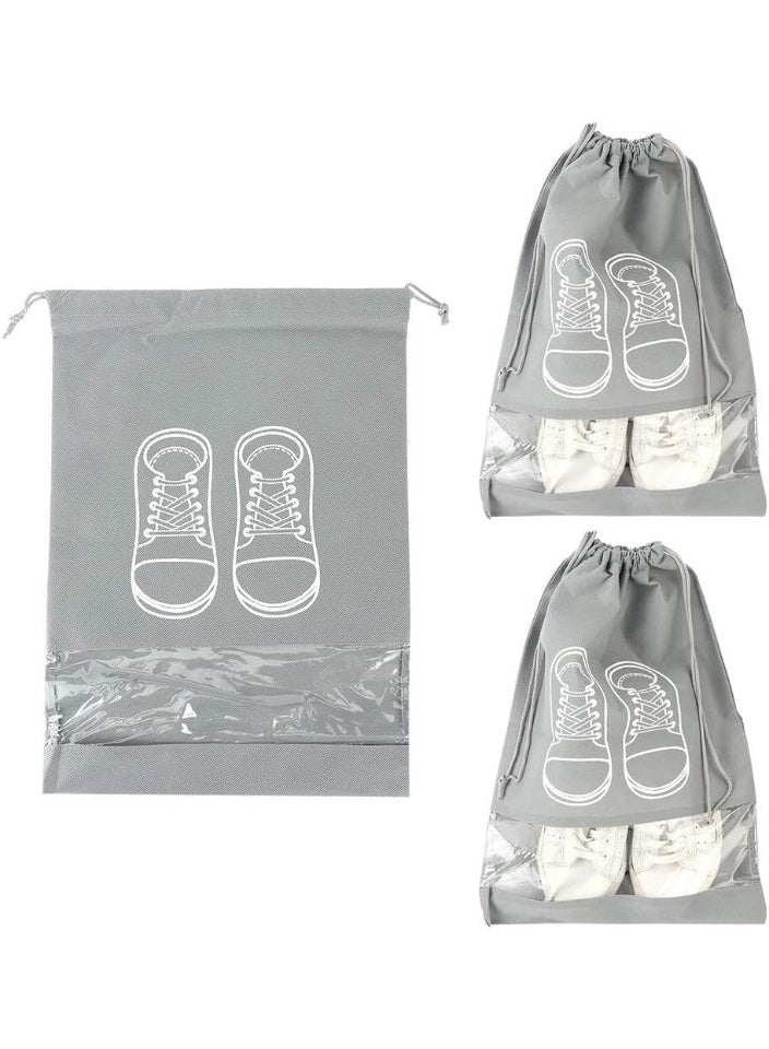 MOMENT MOMENT 6PCS Travel Shoe Bags with Rope for Men and Women 32x44cm Large Shoes Pouch Storage Packing Organizers, Grey  - Image 2