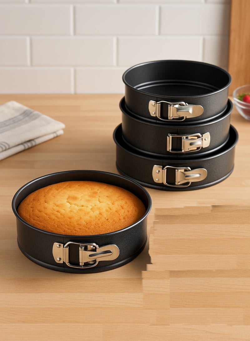 باصرة طقم قوالب كيك دائرية 4 قطع بمقاسات 24 إلى 30 سم – صواني خبز غير لاصقة بقاعدة قابلة للفك لتسهيل إخراج الكيك وتنظيفها بسهولة - Image 5