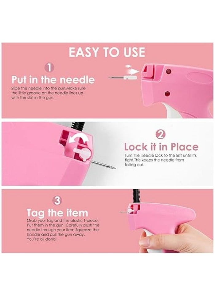 Generic - Handheld Clothing Tag Fastener - Quick Fabric Fixing Tool - Sewing Kit Includes 5 Needles, 1000 Black Fasteners  1000 White Fasteners - Image 1