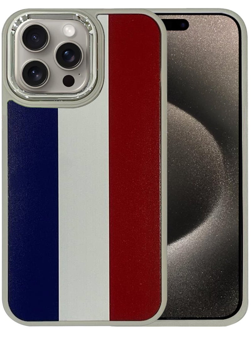 For iPhone 15 Pro Max Case Hard PC Protective Cover – Slim Shockproof Back Cover with Raised edges Camera Protection - France Flag Titanium - Image 4