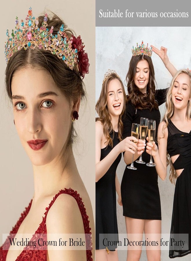ATODEN Birthday Girl Sash Tiara Queen Crown Tiaras and Crowns for Women Girls Multicolor Crystal Princess Tiara Rhinestone Headbands Quinceanera Crown Happy Birthday Decorations Accessories for Wedding Bride Bridal Cosplay Prom Halloween Party Supplies - Image 4