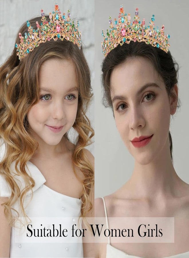 ATODEN Birthday Girl Sash Tiara Queen Crown Tiaras and Crowns for Women Girls Multicolor Crystal Princess Tiara Rhinestone Headbands Quinceanera Crown Happy Birthday Decorations Accessories for Wedding Bride Bridal Cosplay Prom Halloween Party Supplies - Image 3