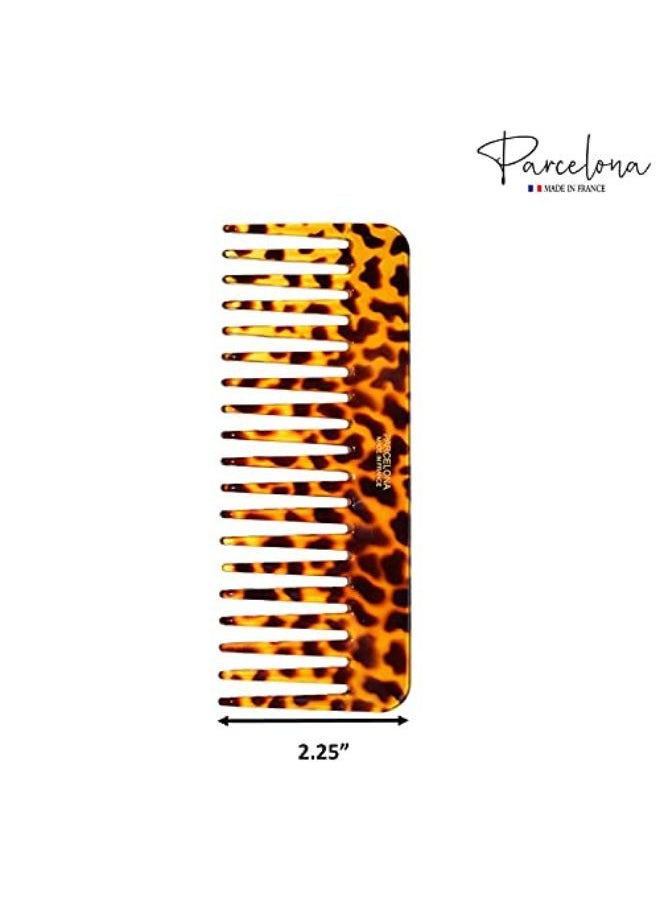 Parcelona French Fluffy Leopard Pattern Large 6 1/4" Celluloid Made In France Salon Wide Tooth Vo Hair Detangling Combs For Women And Girls  - Image 3