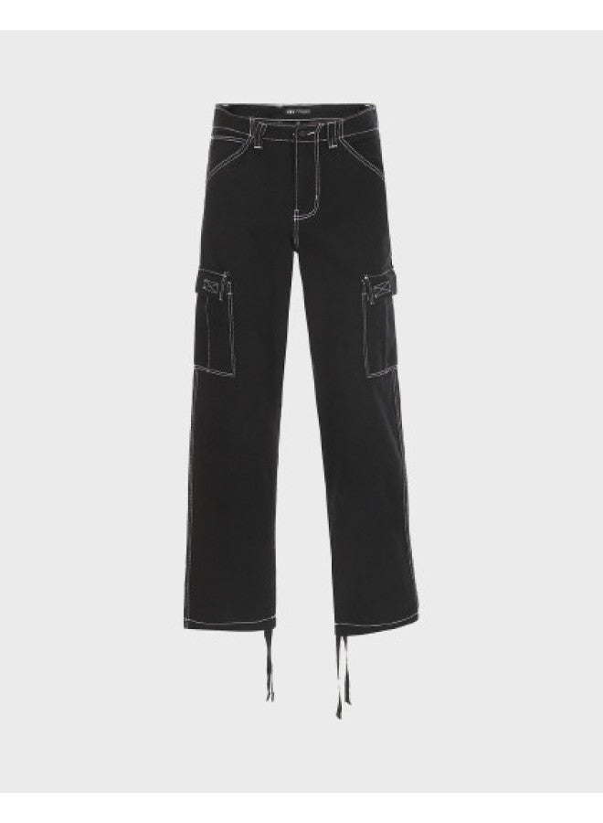 Zara men's Solid Color Straight Leg Casual Pants With Drawstring Cuffs - Image 1