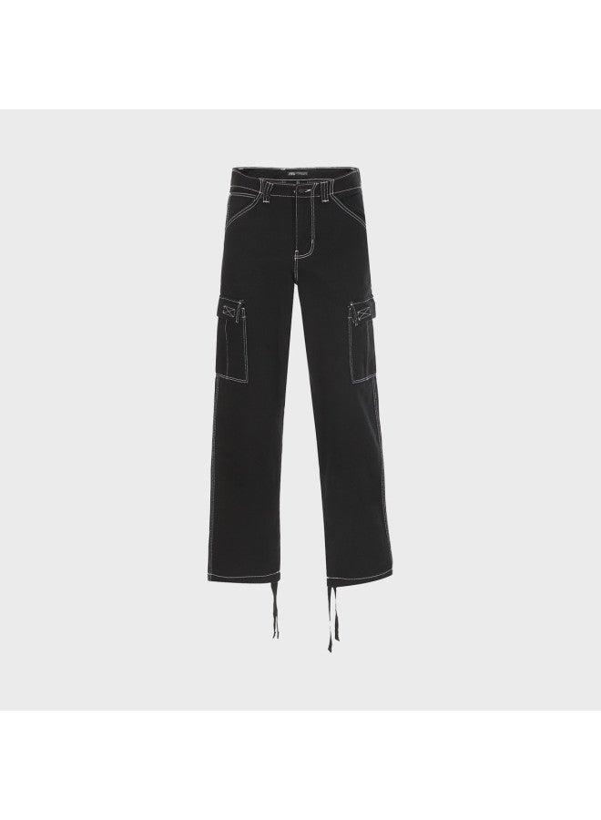 Zara men's Solid Color Straight Leg Casual Pants With Drawstring Cuffs - Image 2