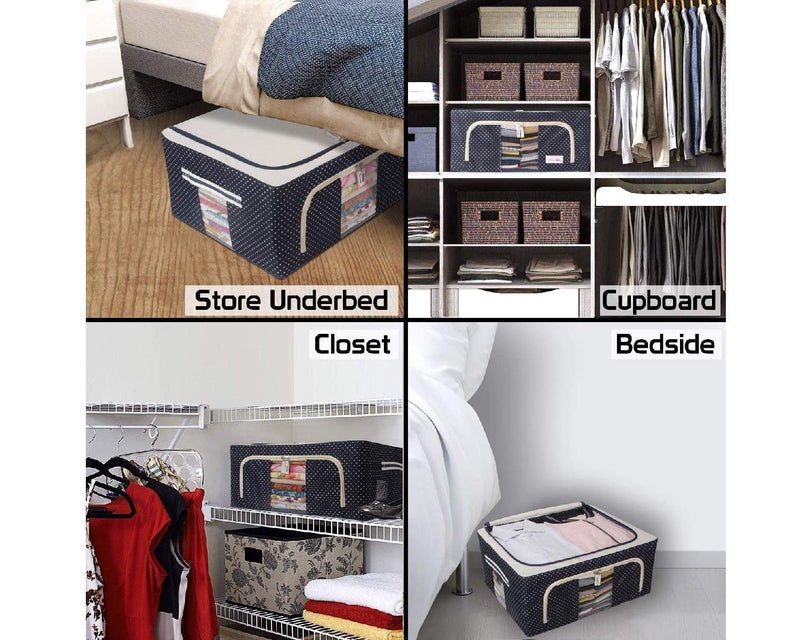 Lariox Foldable Fabric Clothes Storage Bags With Zipper Under The Bed Container Closet Organizer For Clothing Blanket Quilt Comforter Pillow Bedding Bedroom Wardrobe Box Zip Multi Colour - Image 4