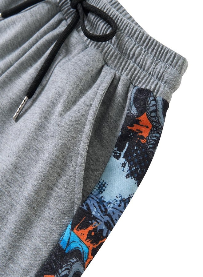 SunFocus Boy 3T Clothes Outfits Kids Cartoon Monster Graphic Car Truck Print Round Neck Sweatshirt Boys Clothing Set - Image 4