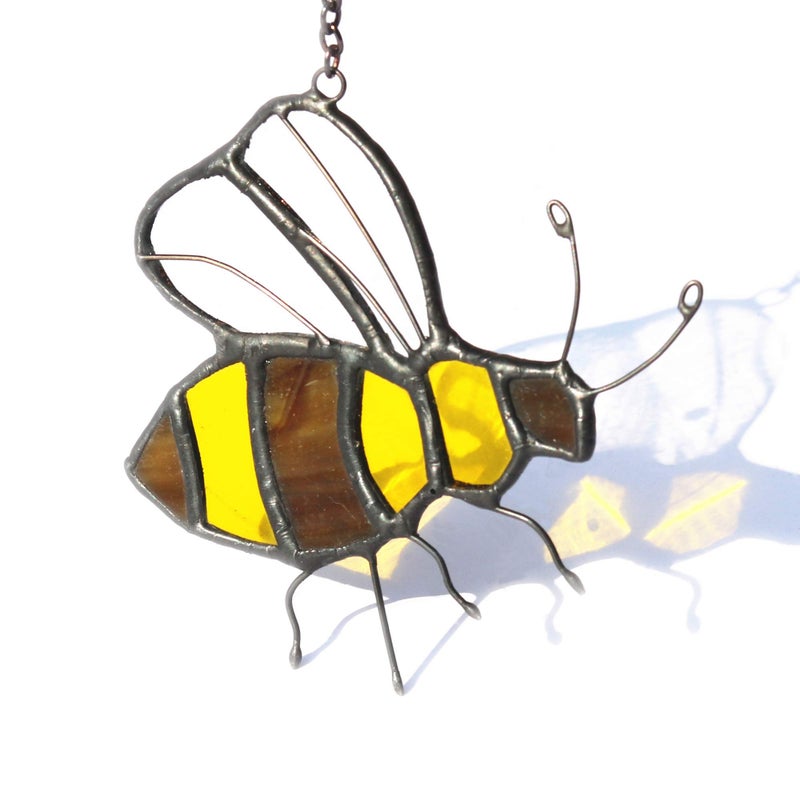HAOSUM Bee Suncatcher  Stained Glass Window Hangings Honey Bee Gifts for Women MomGrandma Decorations Birthday Gifts