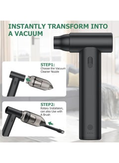 GTSOL GTSOL Compressed Air Duster,130000 RPM Full Metal Cordless Air Blower, 8000 MAh Rechargeable 7-in-1 Turbo Fan with Adjustable Speed for Keyboard, Car, Home & Travel  - Image 2