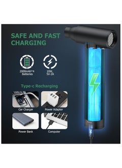 GTSOL GTSOL Compressed Air Duster,130000 RPM Full Metal Cordless Air Blower, 8000 MAh Rechargeable 7-in-1 Turbo Fan with Adjustable Speed for Keyboard, Car, Home & Travel  - Image 5