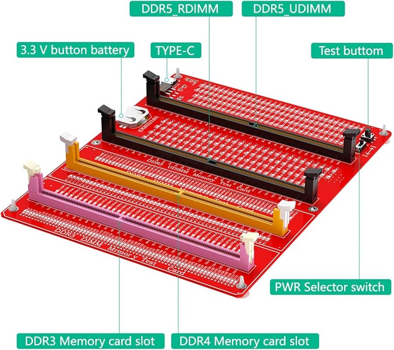DDR3 DDR4 DDR5 RDIMM UDIMM Memory Tester with LED Indicators for Desktop and Server Computers - Image 5