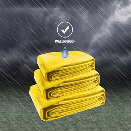 RK Trends Tarpaulin Tirpal Tadpatri Tharpai Thadika with Aluminium Eyelets Multipurpose 130 GSM HDPE Febrics Yellow 15Ft x 12Ft - Image 4