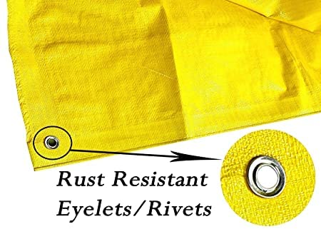 RK Trends Tarpaulin Tirpal Tadpatri Tharpai Thadika with Aluminium Eyelets Multipurpose 130 GSM HDPE Febrics Yellow 15Ft x 12Ft - Image 2