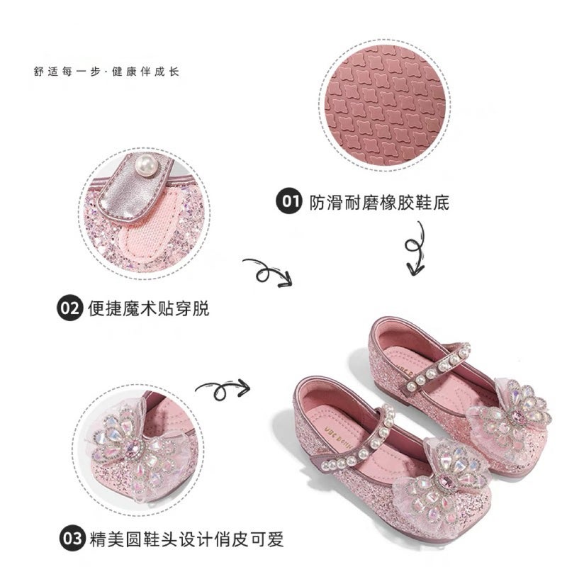Canyze Girls Princess Shoes 2025 Spring New Baby Pearl Shoes Children Soft Bottom Crystal Shoes - Image 4