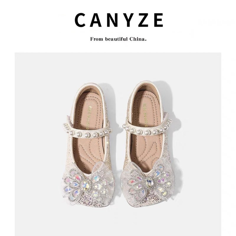 Canyze Girls Princess Shoes 2025 Spring New Baby Pearl Shoes Children Soft Bottom Crystal Shoes - Image 1