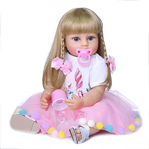 KOKOMANDY Collectible Lifelike Reborn Baby Dolls Full Body Silicone Vinyl 22 Inch 55cm Realistic Newborn Girl Doll Cute Beauty Bebes Silicona Baby Reborn Toy Gifts for Kids Age 3 - Image 1
