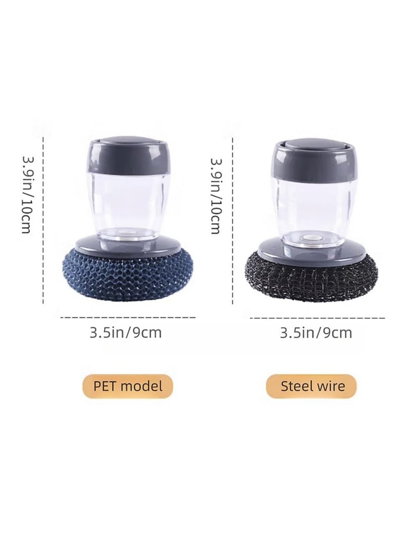 Palm Scrubber Kitchen Scrubber Presser Automatic Liquid Pan Cleaner with 5 Refills - Image 2