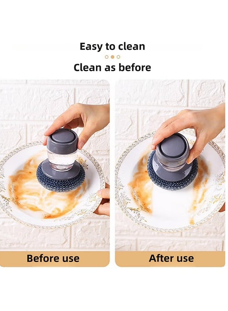 Palm Scrubber Kitchen Scrubber Presser Automatic Liquid Pan Cleaner with 5 Refills - Image 5