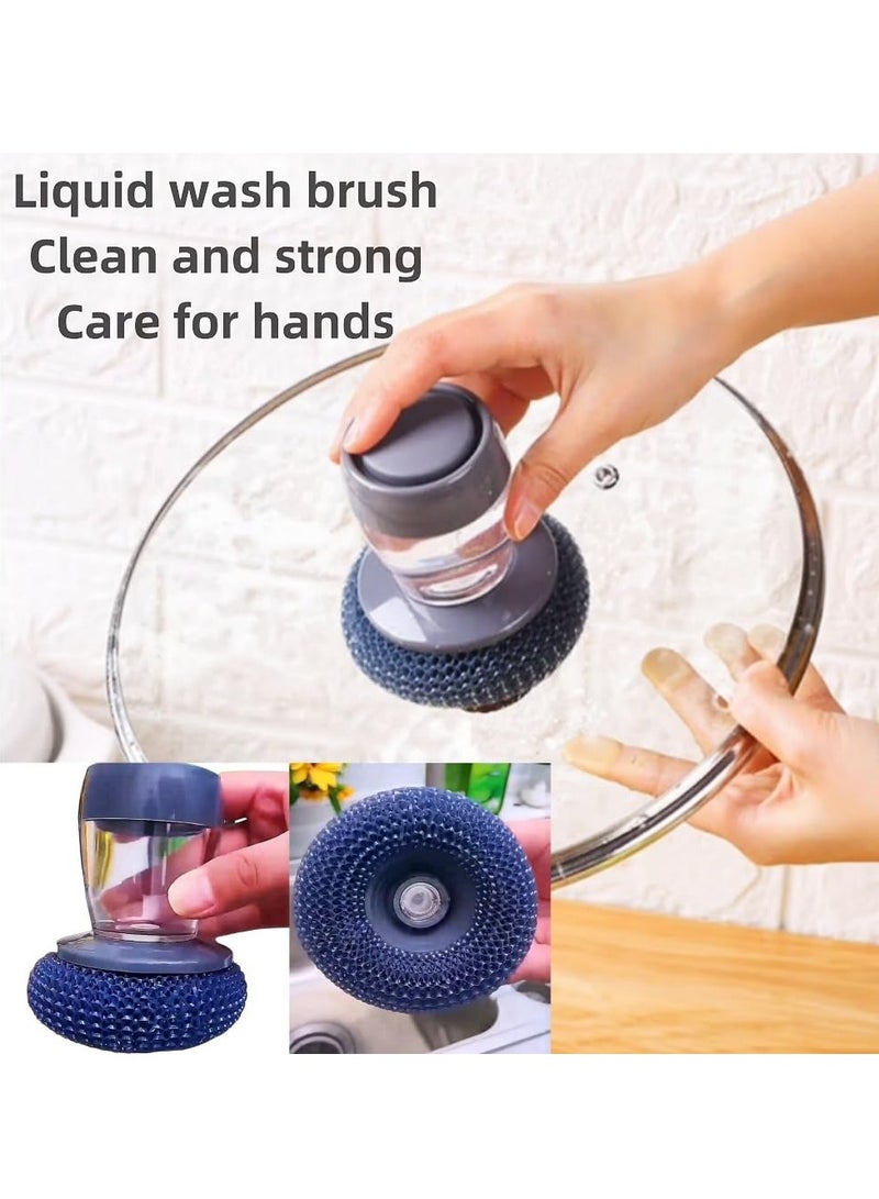 Palm Scrubber Kitchen Scrubber Presser Automatic Liquid Pan Cleaner with 5 Refills - Image 4