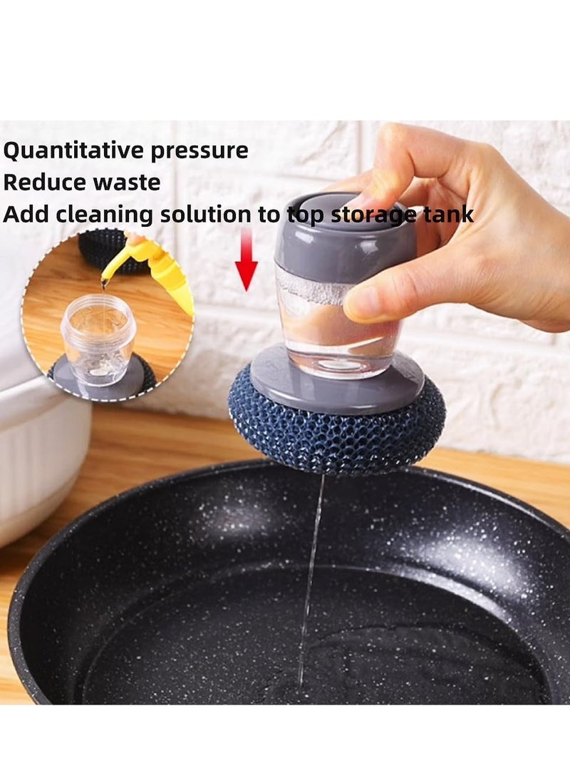Palm Scrubber Kitchen Scrubber Presser Automatic Liquid Pan Cleaner with 5 Refills - Image 3