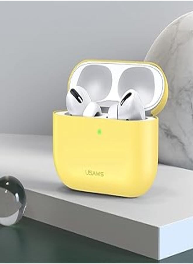 Usams - USAMS US-BH569 Ultra-thin Silicone Protective Cover For AirPods Pro - Yellow - Image 1