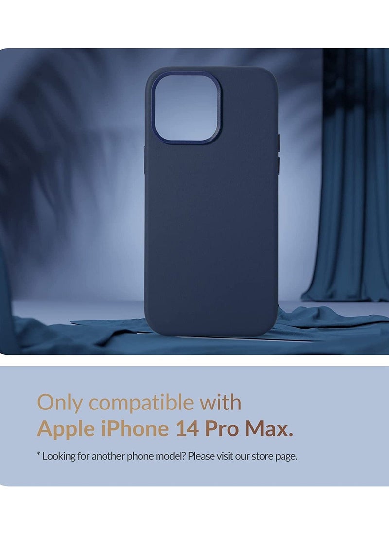 (for iPhone 14 Pro Max) - European Nappa Leather Case - Smoothen and Soften Over Time - Compatible with Magsafe - Midnight Blue