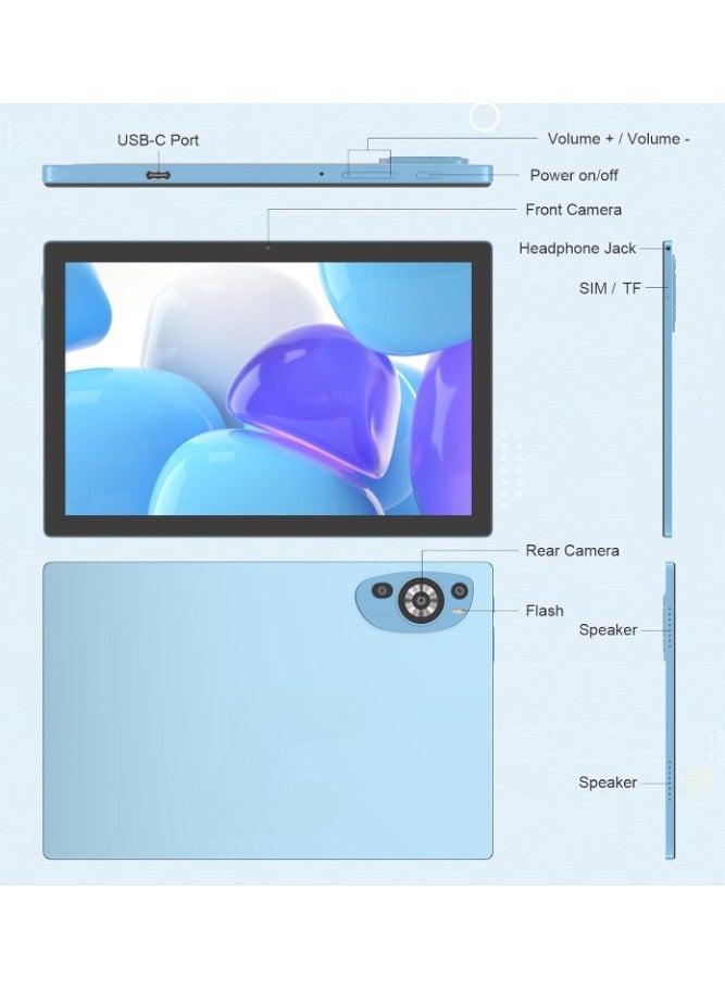 REBENUO CM8200plus Tablet, 10.1" Screen, Android 14, 5G Tablet, Dual SIM, 8GB RAM, 256GB Storage, 10000mAh Battery, with Bluetooth Keyboard, Mouse and Speaker (Blue) - Image 2