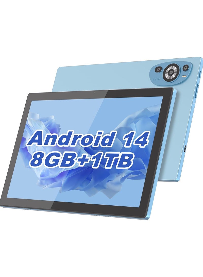 REBENUO CM8200plus Tablet, 10.1" Screen, Android 14, 5G Tablet, Dual SIM, 8GB RAM, 256GB Storage, 10000mAh Battery, with Bluetooth Keyboard, Mouse and Speaker (Blue) - Image 1