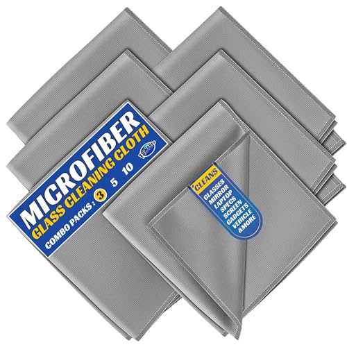 F8WARES 3PK Microfiber Glass Cleaning Cloth for Windows & Mirrors - Thickened Magic Cleaning Cloths and Wipes - Anti Scratch Dusting cloth for Kitchen,Car,Specs,Laptop,Mobile & Tv Screen Cleaning Grey - Image 1