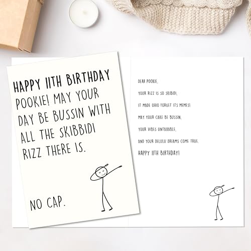 Smithtuy 11th Birthday Card,11 Year Old Birthday Gifts & Decorations for Boys Girls Son Daughter Nephew Niece,Funny 11th Birthday Card for Him Her with Gen Z Teenagers Slang Meme-Inspired Design - Image 2
